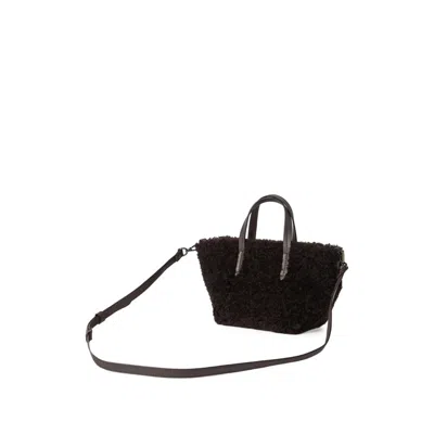 Brunello Cucinelli Duo Shearling Mini Shopper Tote Bag In Brown