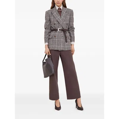 Brunello Cucinelli Cotton Moleskin Barrel Trousers In Brown