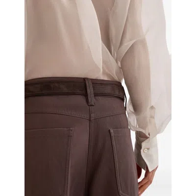 Brunello Cucinelli Cotton Moleskin Barrel Trousers In Brown