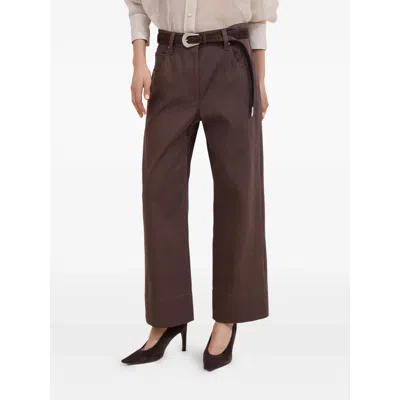 Brunello Cucinelli Cotton Moleskin Barrel Trousers In Brown