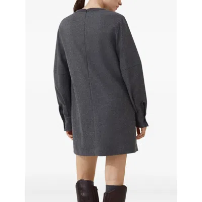 Brunello Cucinelli Wool And Cashmere Minidress In Gray