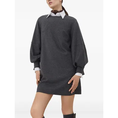 Brunello Cucinelli Wool And Cashmere Minidress In Gray