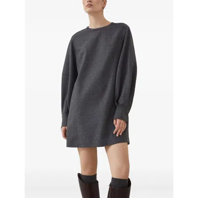 Brunello Cucinelli Wool And Cashmere Minidress In Gray