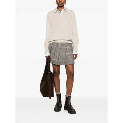 Brunello Cucinelli Grey Skirts - Pleated Skirts Women In Gray