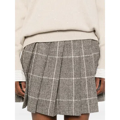 Brunello Cucinelli Grey Skirts - Pleated Skirts Women In Gray