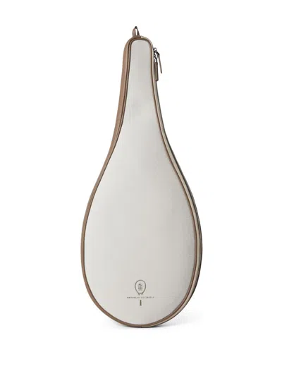 Brunello Cucinelli Men Canvas Racket Holder With Logo In White