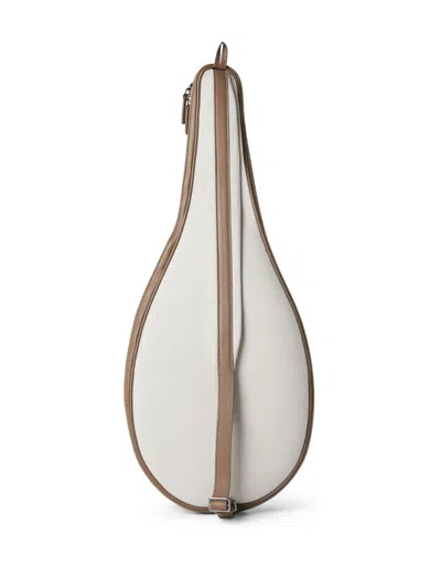 Brunello Cucinelli Men Canvas Racket Holder With Logo In White