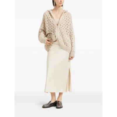 Brunello Cucinelli Women Satin Cady Fluid Pencil Skirt In White
