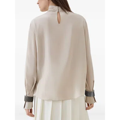 Brunello Cucinelli Turtle Neck Blouse In Neutral