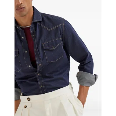 Brunello Cucinelli Cotton Jersey Crew Neck T-shirt With Faux-layering Clothing In Burgundy