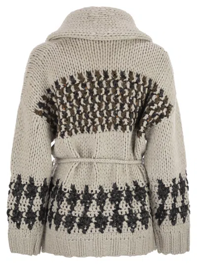 Brunello Cucinelli Women Handmade Opera Cardigan With Belt In Neutral