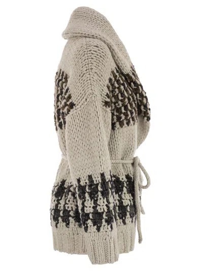 Brunello Cucinelli Women Handmade Opera Cardigan With Belt In Neutral