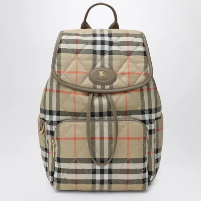 Burberry Beige Check Horseshoe Backpack Women In Multi