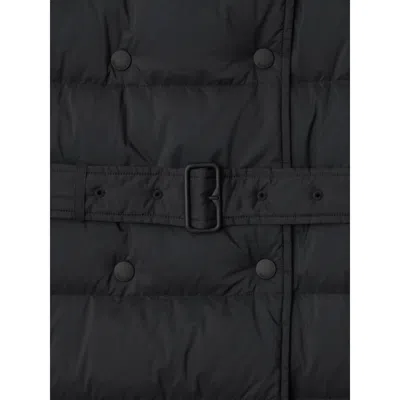 Burberry Double-breasted Kent Long Puffer Coat With Belt In Black