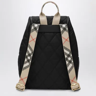 Burberry Womens Black Horseshoe Drawstring Woven Backpack In Black