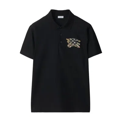 Burberry Evan Ekd Check Cotton Polo Shirt Clothing In Black