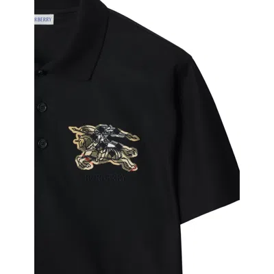 Burberry Evan Ekd Check Cotton Polo Shirt Clothing In Black