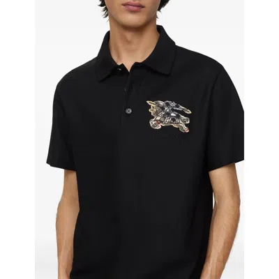 Burberry Evan Ekd Check Cotton Polo Shirt Clothing In Black