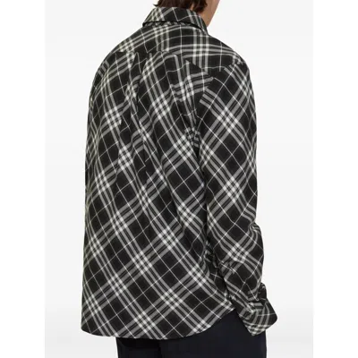Burberry Relaxed Fit Check Cotton Flannel Shirt In Black