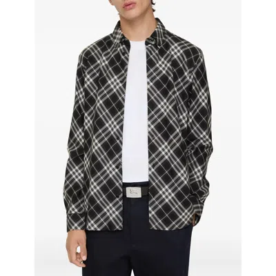 Burberry Relaxed Fit Check Cotton Flannel Shirt In Black