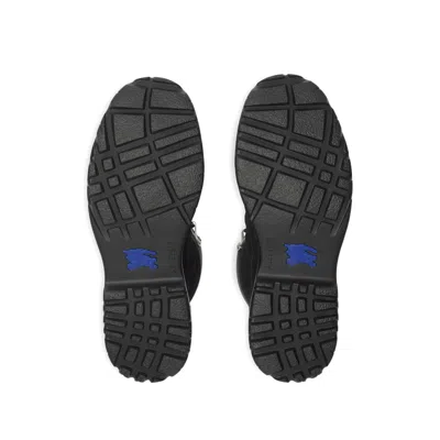 Burberry Suede Ankle Boots Padded Collar In Black