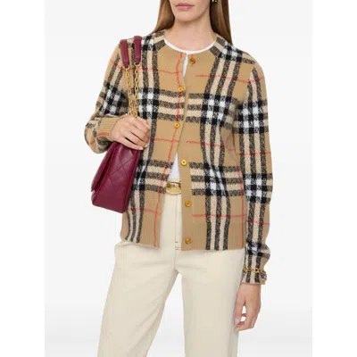 Burberry Clara Check Cashmere Crewneck Cardigan In Multi
