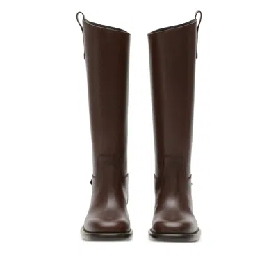 Burberry Cavalier Equestrian-knight Calf Leather Boots In Brown