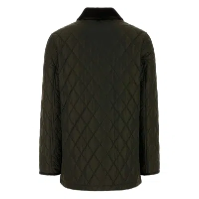 Burberry Quilted Country Jacket Corduroy Collar In Green