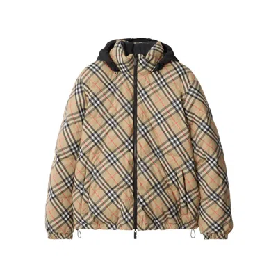 Burberry Reversible Check Puffer Jacket In Brown