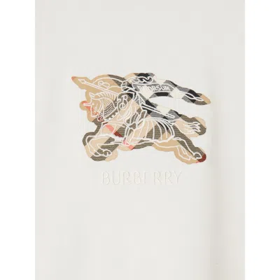 Burberry Equestrian Knight Design Cotton T-shirt In White