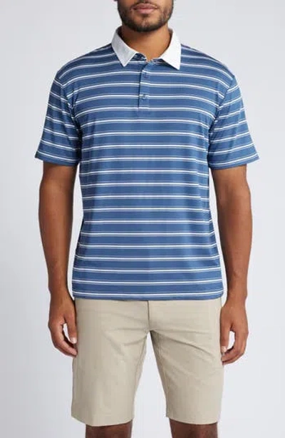 Swannies Barry Stripe Golf Polo In Blue