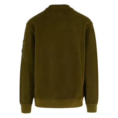 C.p. Company Lens-pocket Crew-neck Sweatshirt In Green