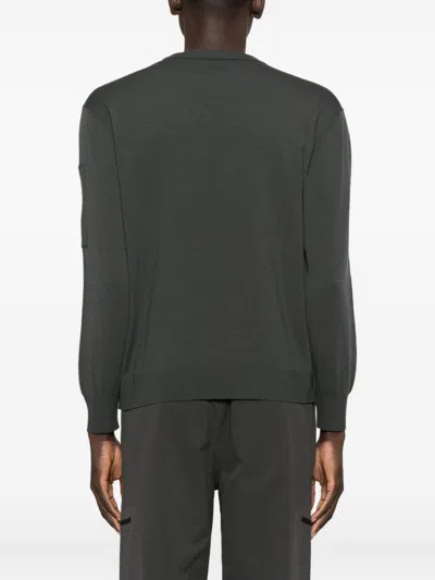 C.p. Company Wool Crewneck Sweater Featuring Logo Detail In Gray