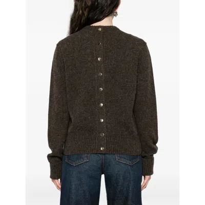 Carven Long-sleeved Knitted Cardigan In Brown