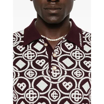 Casablanca Monogram Knit Short-sleeved Polo T-shirt In Multi
