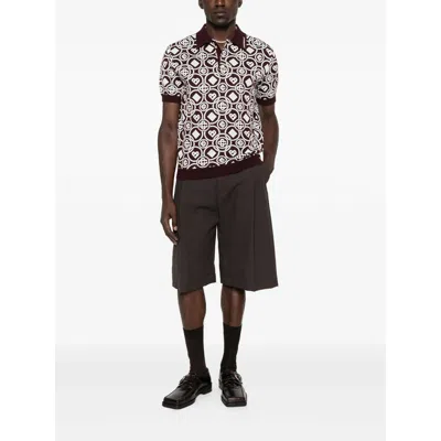 Casablanca Monogram Knit Short-sleeved Polo T-shirt In Multi
