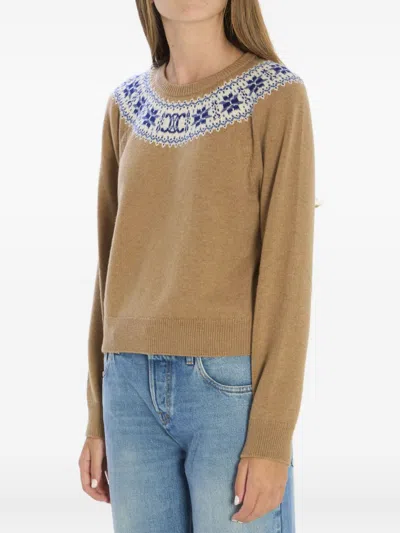 Celine Women Cashmere Crewneck Sweater In Gold