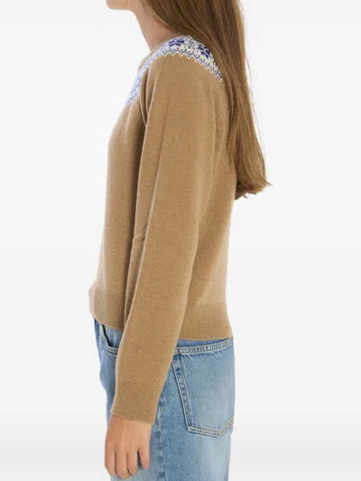 Celine Women Cashmere Crewneck Sweater In Gold