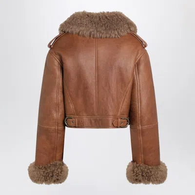 Chloé Boxy Jacket In Sheepskin And Shearling Women In Brown