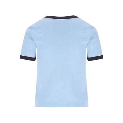 Chloé Logo Cotton Ringer Graphic T-shirt In Blue
