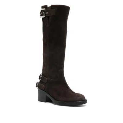 Chloé Brown Dakota Biker Boots In Brown