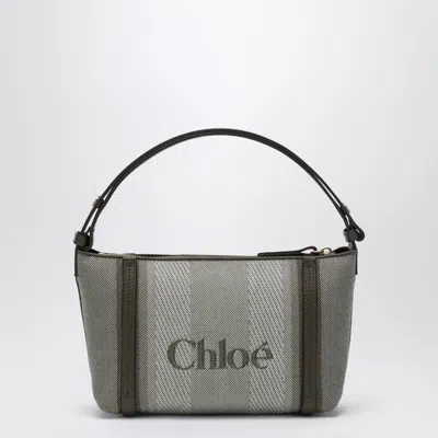 Chloé Carry Striped Canvas Shoulder Bag In Gray