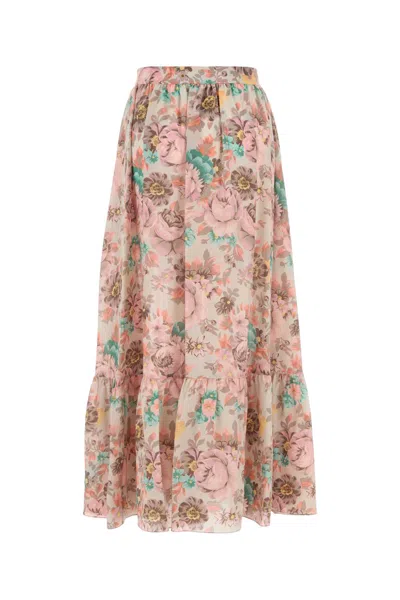 Chloé Belted Floral-print Silk Crepe De Chine Maxi Skirt In Multi