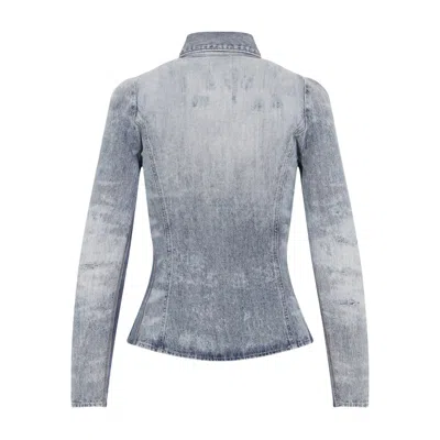 Diesel Shirt In Distressed Honeycomb Denim In Blue