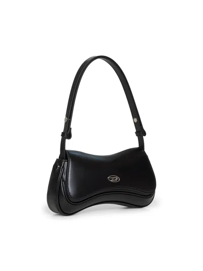 Diesel Curved Silhouette Clutch With Adjustable Strap In Black