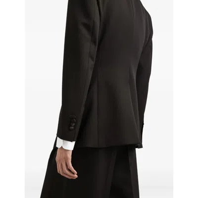 Dolce & Gabbana Satin Lapel Blazer Structured Shoulders Straight Hem In Black