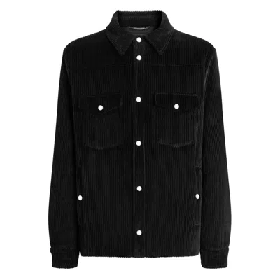Dolce & Gabbana Padded And Quilted Velvet Shirt Jacket In Black