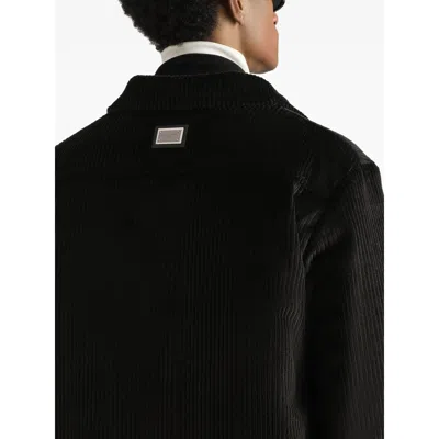 Dolce & Gabbana Padded And Quilted Velvet Shirt Jacket In Black