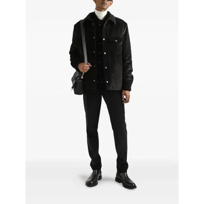 Dolce & Gabbana Padded And Quilted Velvet Shirt Jacket In Black