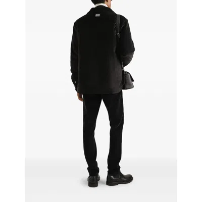 Dolce & Gabbana Padded And Quilted Velvet Shirt Jacket In Black